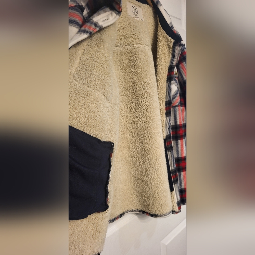 Sage Collective Red and Tan Shacket Size XL - Picture 6 of 9